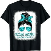 In April We Wear Teal Sexual Assault Awareness Messy Bun T-Shirt
