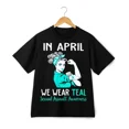 thumbnail image 1 of In April We Wear Teal Sexual Assault AwarenessStyle Unisex T-Shirt ,up to size 5XL, 1 of 2