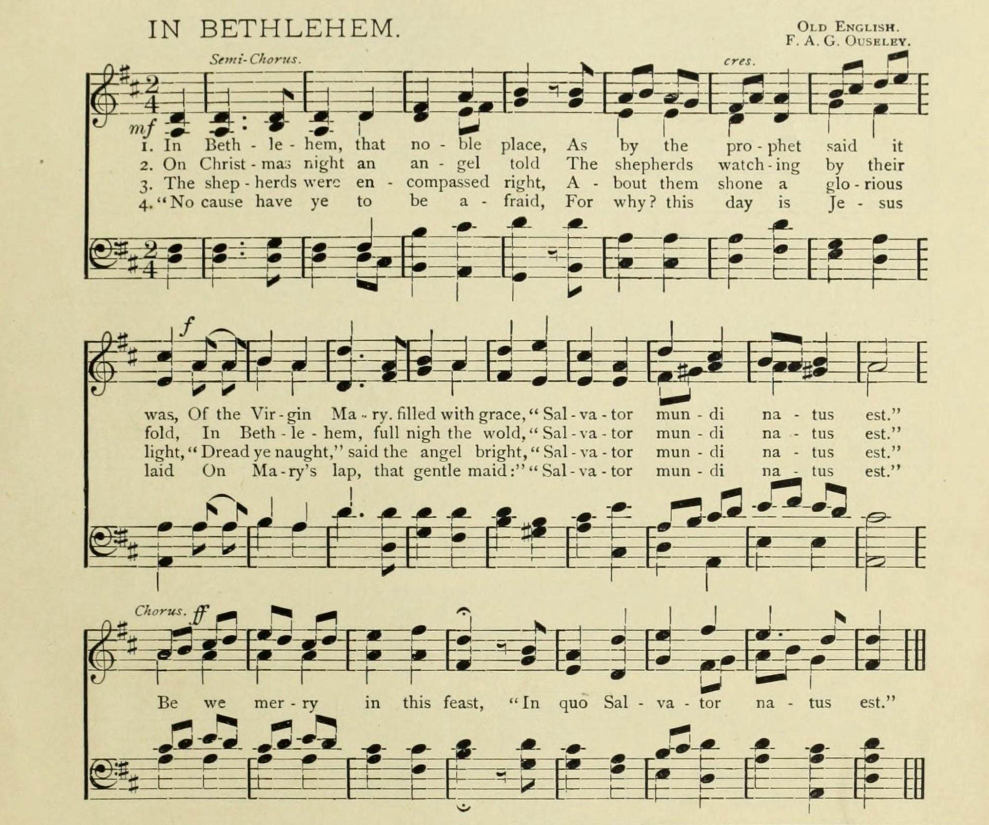 In Bethlehem Christmas in Song 1891 Canvas Art - (24 x 36)