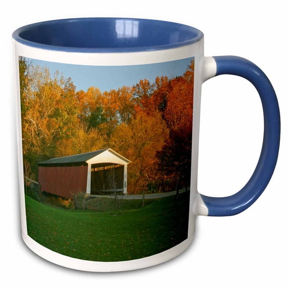 3drose, In, Billie Creek Village, Covered Bridge Festival - Us15 Ami0106 - Anna Miller, 15oz Two-tone Blue Mug
