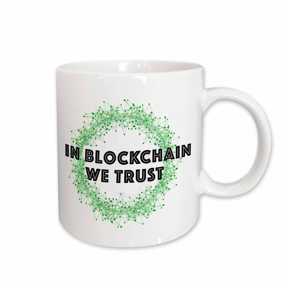 3drose, in Blockchain We Trust with Green Interconnected Nodes, 11oz Mug