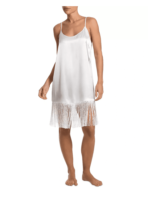 In Bloom by Jonquil IVORY Women's Fringe Trim Chemise, US Small