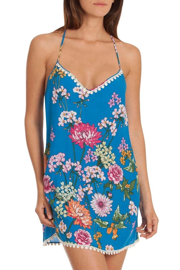 In Bloom by Jonquil Women's Caroline Floral-Print Lawn Chemise Size X-Large Blue