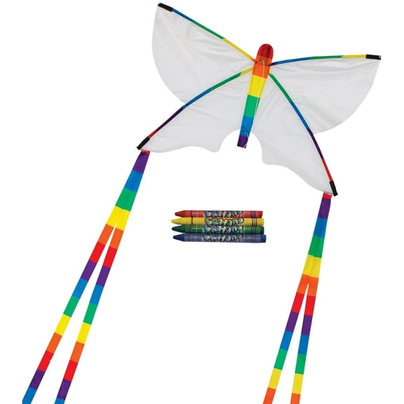 In the Breeze 3190-PACKS Coloring Butterfly 23 Inch Kite - 50 Piece Party Pack - Single Line Kite - Includes Crayons, Kite Line and Bag - Creative Fun for Kids and Adults