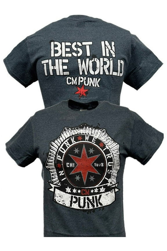 In CM Punk We Trust Best In the World Mens Gray T-shirt L