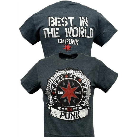 In CM Punk We Trust Best In the World Mens Gray T-shirt S