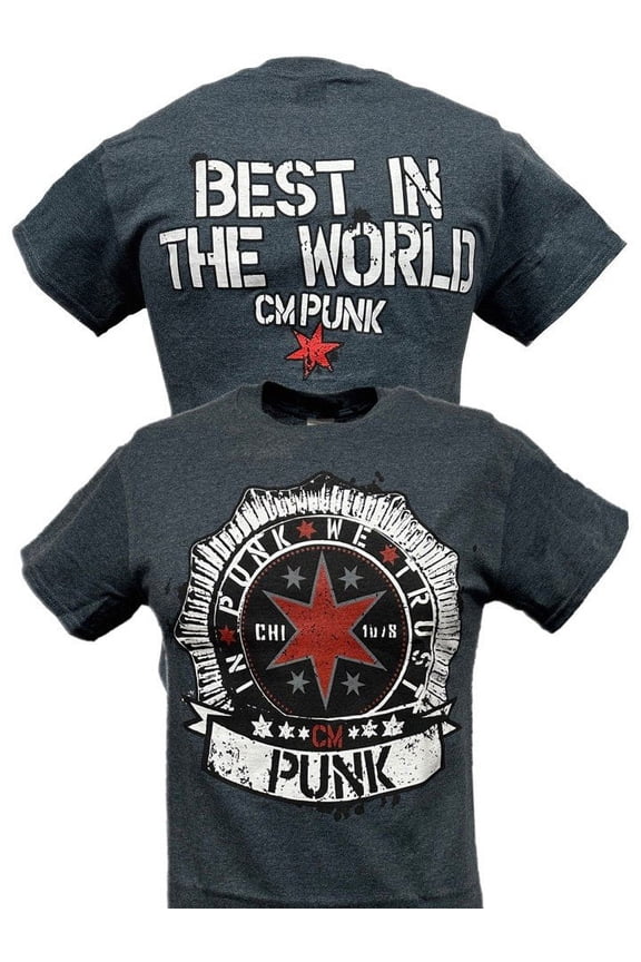 In CM Punk We Trust Best In the World Mens Gray T-shirt S