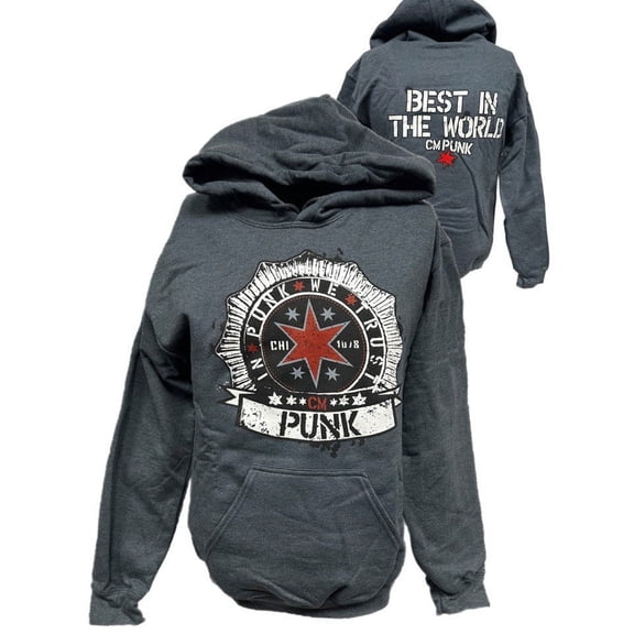 In CM Punk We Trust Gray Pullover Hoody Sweatshirt S