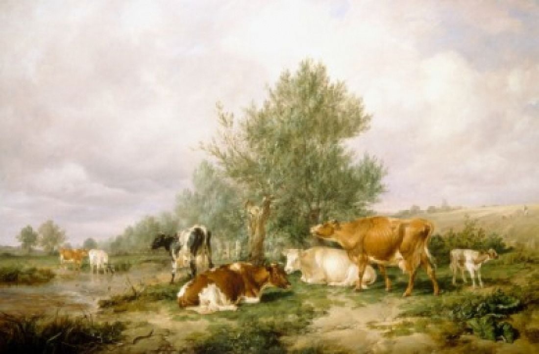 In Canterbury Meadows Thomas Sidney Cooper (1803-1902 British) Canvas Art - Thomas Sidney Cooper (18 x 24)