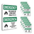 thumbnail image 1 of In Case Of Fire Exit Call 9 OSHA Emergency Rigid Plastic Sign 24 Inch x 18 Inch - 10 Pack, 1 of 8