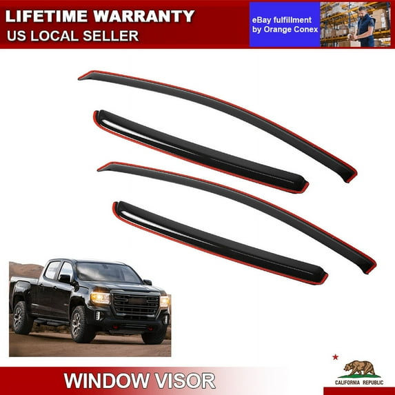 In-Channel Smoke Window Visors Fit 2015-2022 Chevy Colorado Canyon Rain Guard