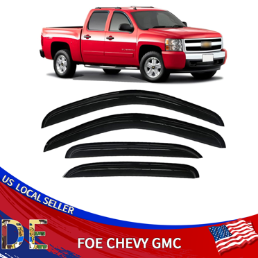 Chevrolet In-Channel Window Visors For 2007-2013 Silverado/Sierra Crew Cab - Smoke, 4-Piece