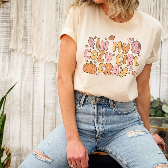 In my Cozy Girl Era Shirt, Trending Era Shirt, Funny Shirt, Cozy Girl Vibes Shirt, Cozy Girl Shirt, Fall Cozy Shirt, Fall Shirts (Colors:Heather Peach; Sizes:M;)