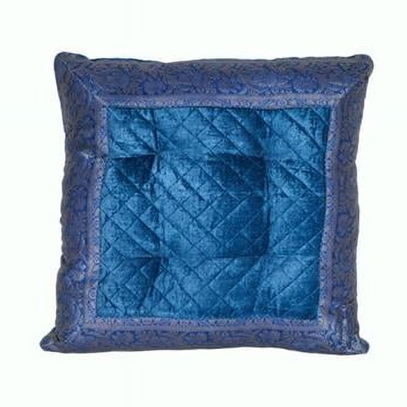 In Creation 504 Royal Blue 18 x 18 in. Wally Decor Quilted Velvet Floor Cushions, Royal Blue