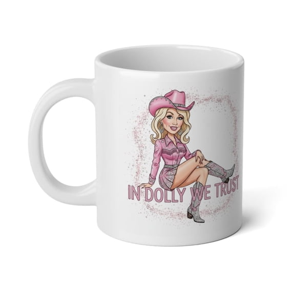 In D We Trusoffee Mug Pink Cowgirl Rhinestone Design.