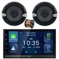 thumbnail image 1 of In-Dash 6.8" WVGA Touchscreen Double DIN Bluetooth USB/HDMI HD Radio Digital Media Receiver, 6.5" 300 Watt Max Power 2-Way Vehicle Audio Coaxial Speakers (Pair) with 16 Gauge 50 Ft Wire, 1 of 4