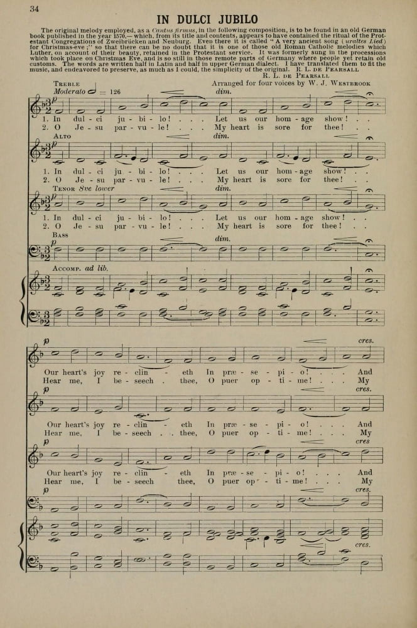 In Dulci Jubilo 1 Christmas Carols & Hymns 1910 Canvas Art - (24 x 36)