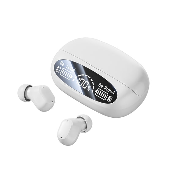 In-Ear Bluetooth Earbuds V6.0 Wireless with Touch Control Mirror Display Noise Reduction HiFi Sound Sweatproof IPX Long Battery Life for Daily Use Commuting Sports White