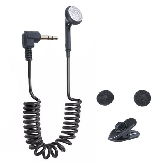 In Ear Earphone 3.5mm Single Side Spring Type Earbud Coiled Headphones No Microphones for Phone Tablets Computer MP3