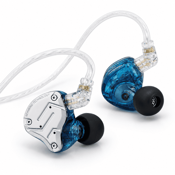 In Ear Monitor Headphones Blue With Mic, 4BA+1DD Hybrid Wired Earbuds ...