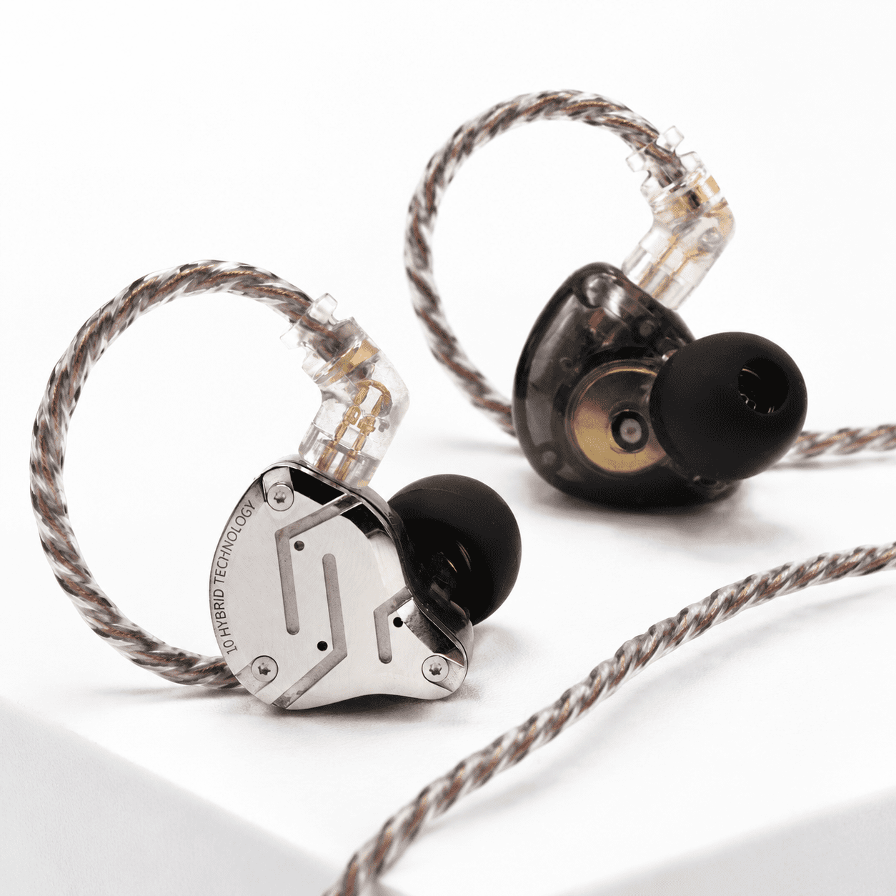 In Ear Monitor Wired Earbuds 4BA+1DD Hybrid with Mic Black Stainless ...