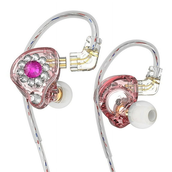 In Ear Monitors Headphones Earphones 11mm PET Composite Diaphragm Dynamic Earphone 3.5mm Pink Without Microphone