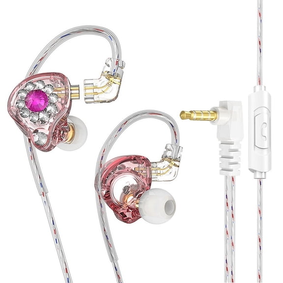 In Ear Monitors Headphones Earphones 11mm PET Composite Diaphragm Dynamic Earphone 3.5mm Pink with Microphone