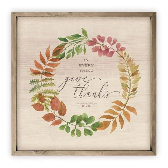 In Everything Give Thanks Rustic Wall Sign 12x12 (Frame Included)