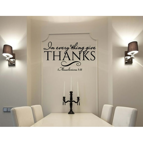In Everything ~ Give Thanks ~ Wall Decal : Black 20" x 36"