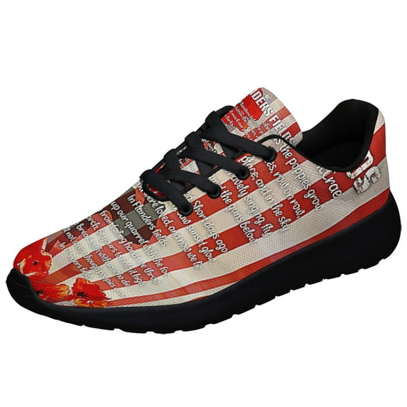 In Flanders Fields Poppy American flag Shoes Sneakers Black Size 9.5