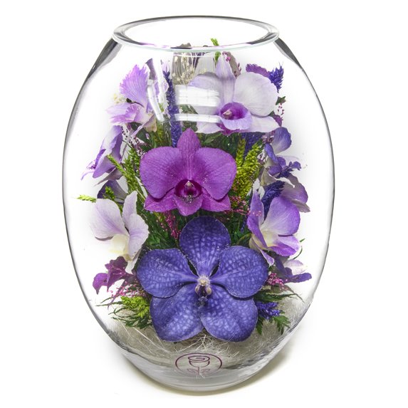 In Flores Veritas: Orchid Radiance Grand Vase - Lasts up to 5 Years - Elegant Gift for Any Occasion