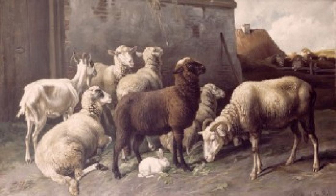 In Front of the Barn by Christian Friedrich Mali (1832-1906) Canvas Art - Christian Friedrich Mali (18 x 24)