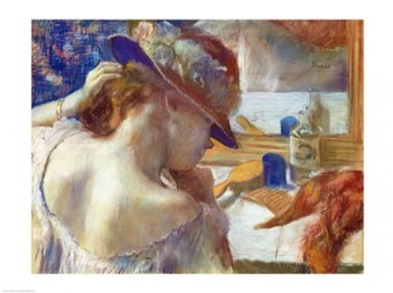 In Front of the Mirror 1889 Canvas Art - Edgar Degas (24 x 18)