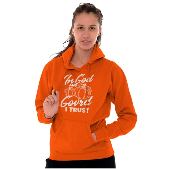 In God I Trust Cute Pumpkin Pun Women Plus Size Hoodie Brisco Brands 2X