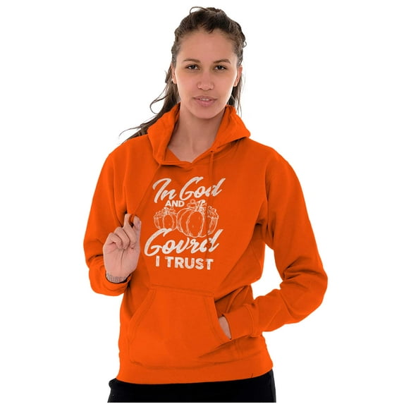 In God I Trust Cute Pumpkin Pun Women Plus Size Hoodie Brisco Brands 2X