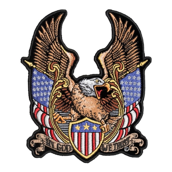 In God We Trust American Flag Eagle Patch, Small