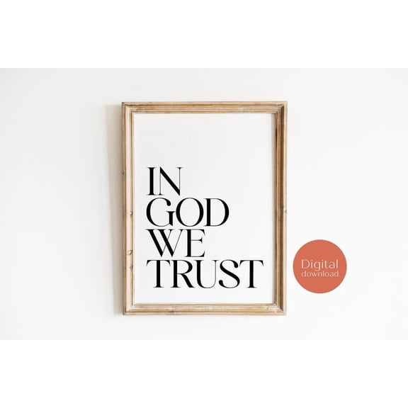 In God We Trust Bible Verse Wall Art Print Christian Home Decor