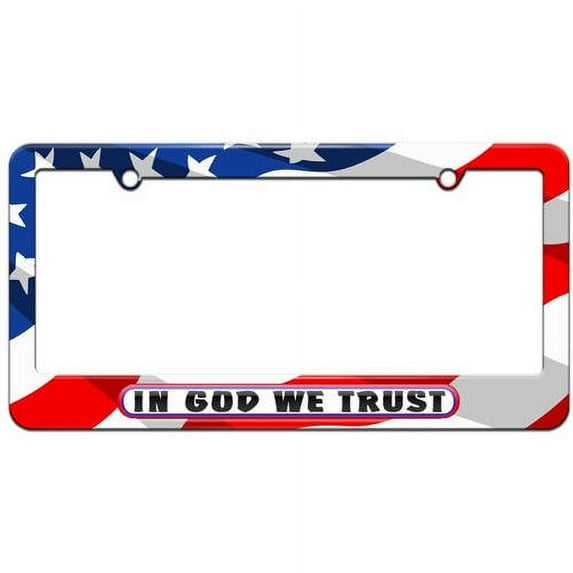 In God We Trust Red White Blue, USA License Plate Tag Frame, Multiple Colors