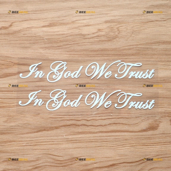 In God We Trust Text Sticker Decal Vinyl - 2 Pack White 8" - For Car Boat Laptop Cup No Background Die-cut