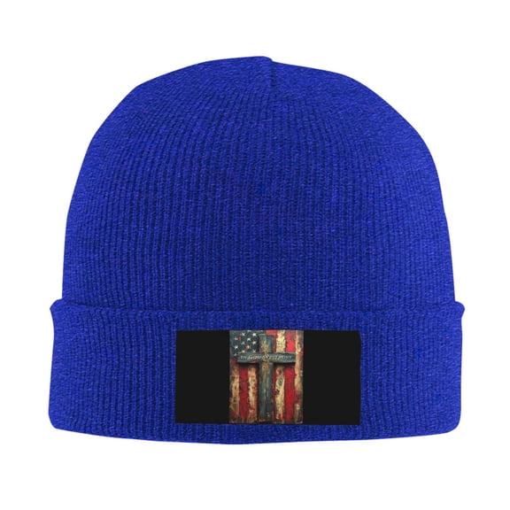 In God We Trust, U.S. Flag With Cross Men Women Knitted Hat Adult Knit Beanie For Fall Winter Knit Hat Cap Slouchy Knitted Skull Cap
