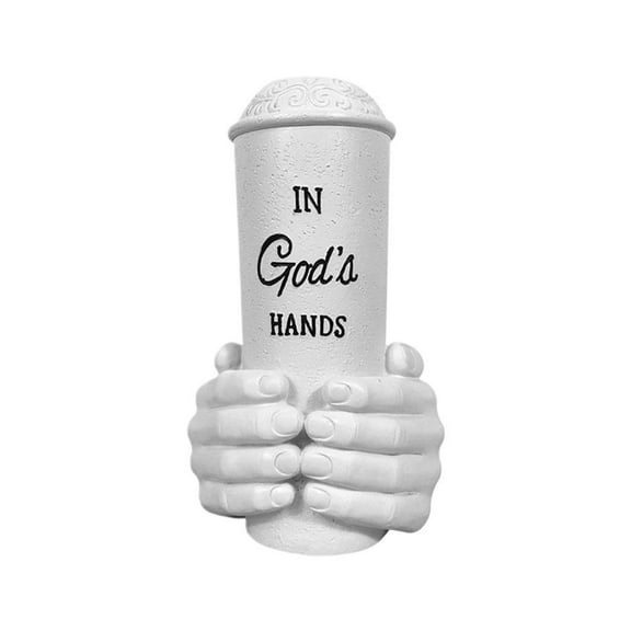 In God's Hands Loved Ones Lost Memorial Cemetery Gravestone % Vase Staked