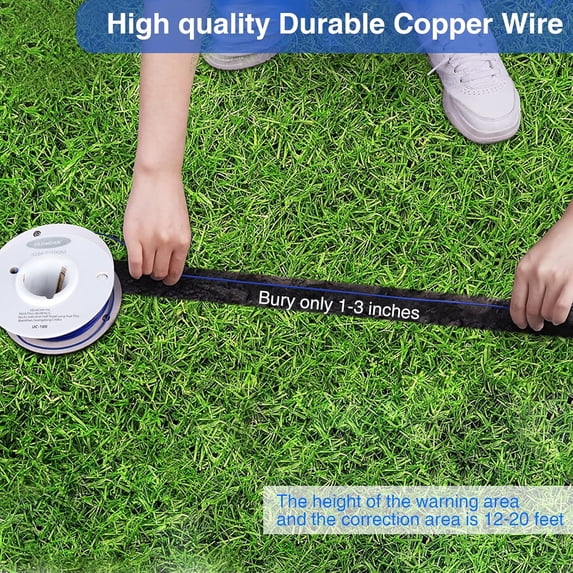 In-Ground Pet Fence System for 2 Dogs, Wireless Electric Dog Fence with IP68 Waterproof Collars for Pets Over 20lb, Adjustable Boundary Range to 2/5 Acre