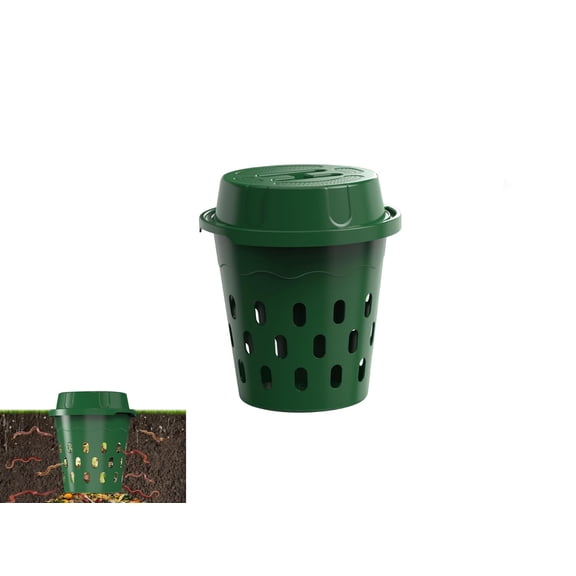In Ground Worm Composter, 8 L Worm Composter for Garden Beds & Home Use, Vermicomposting Bin for Beginners, Green.