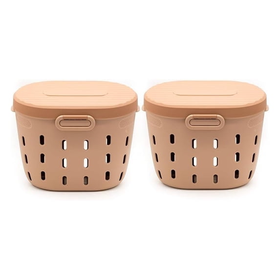 In-Ground Worm Composter Outdoor Farm Compost Bin 7 Gallons BPA-Free Composting System for Raised Garden Beds Tawny Brown, Twin Pack