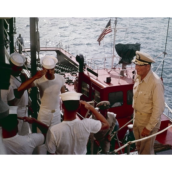 In Harm's Way John Wayne sailors saluting 24x36 Movie Poster HD Aluminum Wall Art