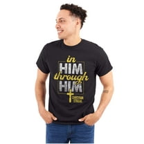 In Him Through Him Christian Cross Men's Graphic T Shirt Tees Brisco Brands S