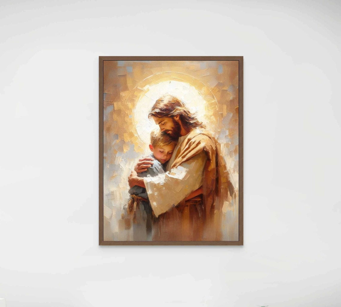 In His Arms Christian Art Jesus With Boy Jesus Wall Art Bible Prints ...
