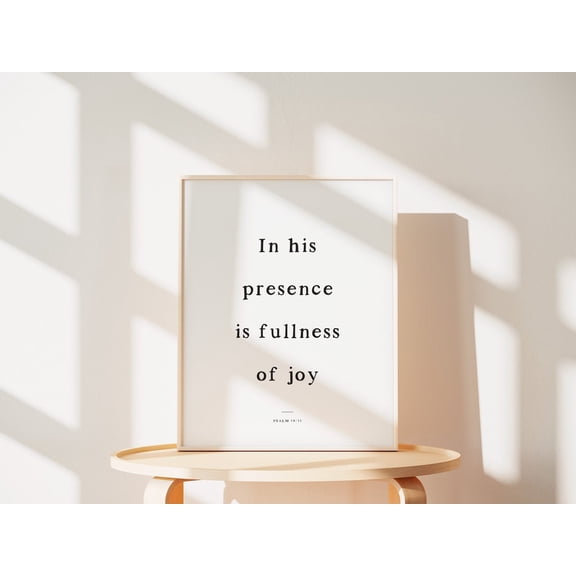 In His Presence Is Fullness Psalm 16 11 Boho Bible Verse Scripture Wall Art, Unframed Paper Poster 8x10in