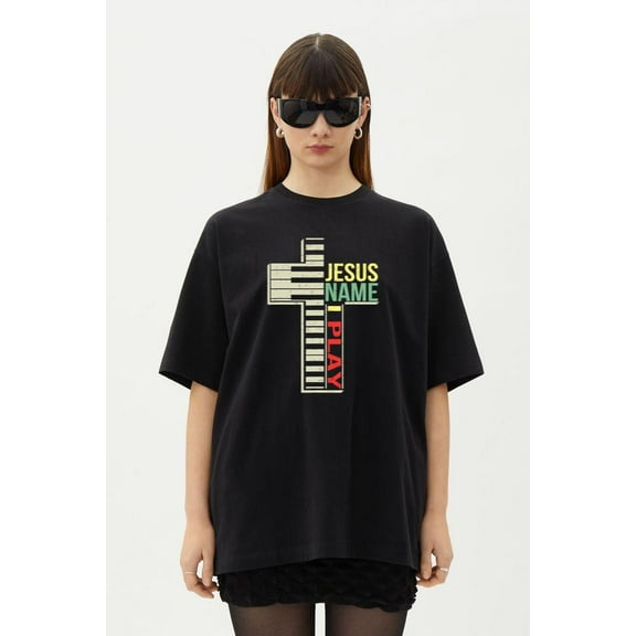 In Jesus Name I Play Piano Christian Music Vintage T-Shirt, for men & women, up to size 5XL