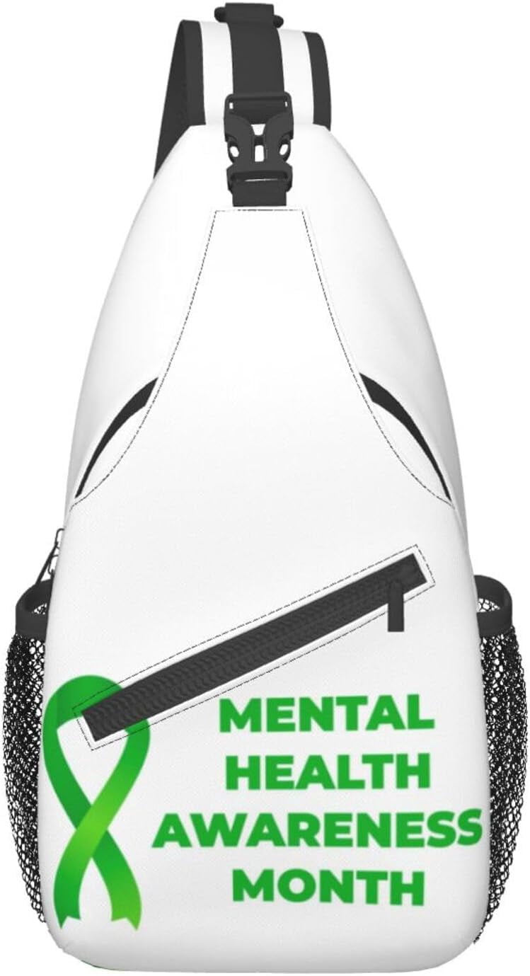 In July I Wear Green for Minority Mental Health Awareness Month Sling Bag Crossbody Hiking Travel Chest Bags Backpack Shoulder Daypack for Women Men